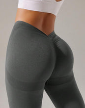 Gray V Back Scrunch Butt Leggings for Women Soft High Waisted Booty Tights Workout Gym Yoga Pants