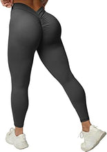 Black V Back Scrunch Butt Leggings for Women Soft High Waisted Booty Tights Workout Gym Yoga Pants