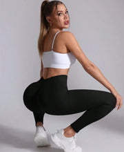 Black V Back Scrunch Butt Leggings for Women Soft High Waisted Booty Tights Workout Gym Yoga Pants