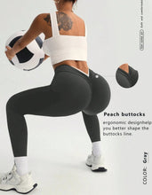 Gray V Back Scrunch Butt Leggings for Women Soft High Waisted Booty Tights Workout Gym Yoga Pants